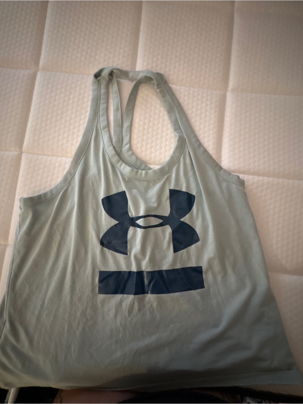 Under Armour Sage Green Racerback Tank with Navy Logo